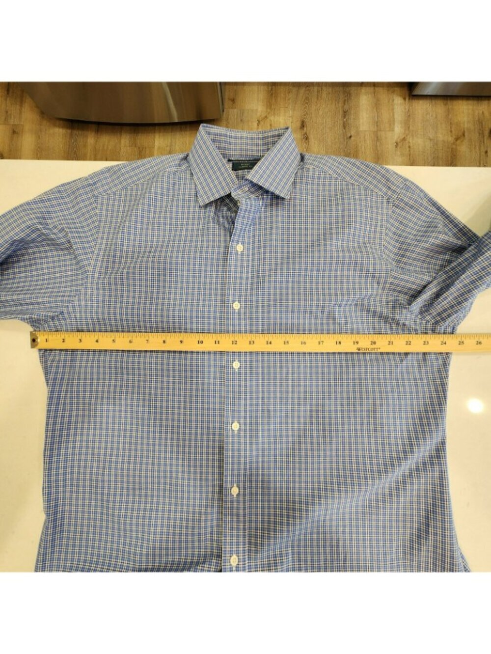 Polo Ralph Lauren Mens Regent Classic Fit Blue Plaid Gingham Dress Shirt 16.5" - Picture 7 of 10
